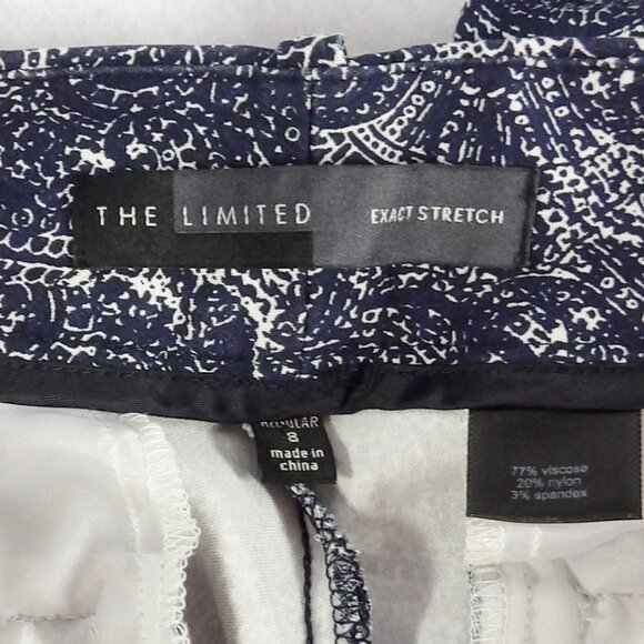 The Limited Exact Stretch Print Ankle Pants Size 8 Navy Blue & White - Picture 5 of 6
